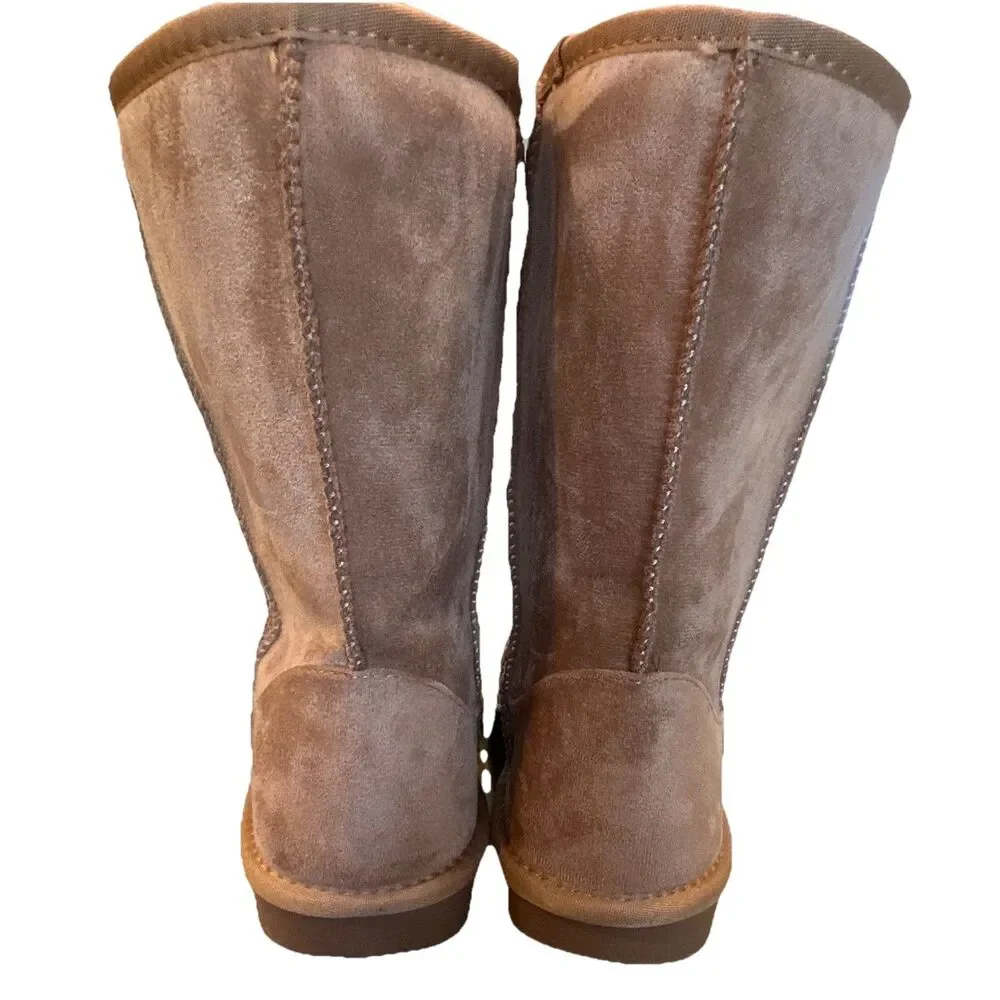 Maurices Supercush Charlie Tall Winter Boots Womens 10 Brown Faux Fur Pull On